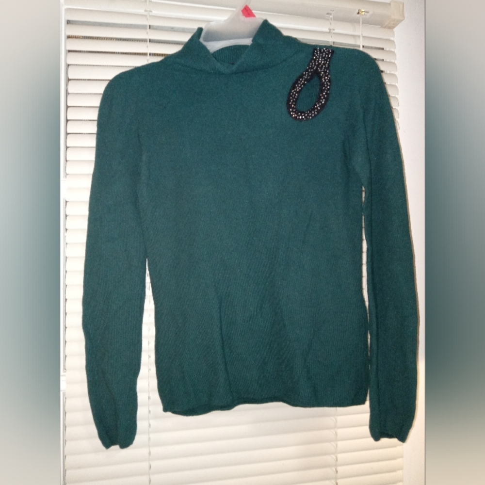Emporio Armani Teal Green Cowl Neck Knit Sweater